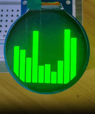 【花雕学编程】Arduino动手做（249）---ESP32 1.28寸 TFT GC9A01屏之模拟频谱视觉化效果的动态频谱伸缩柱表 ...